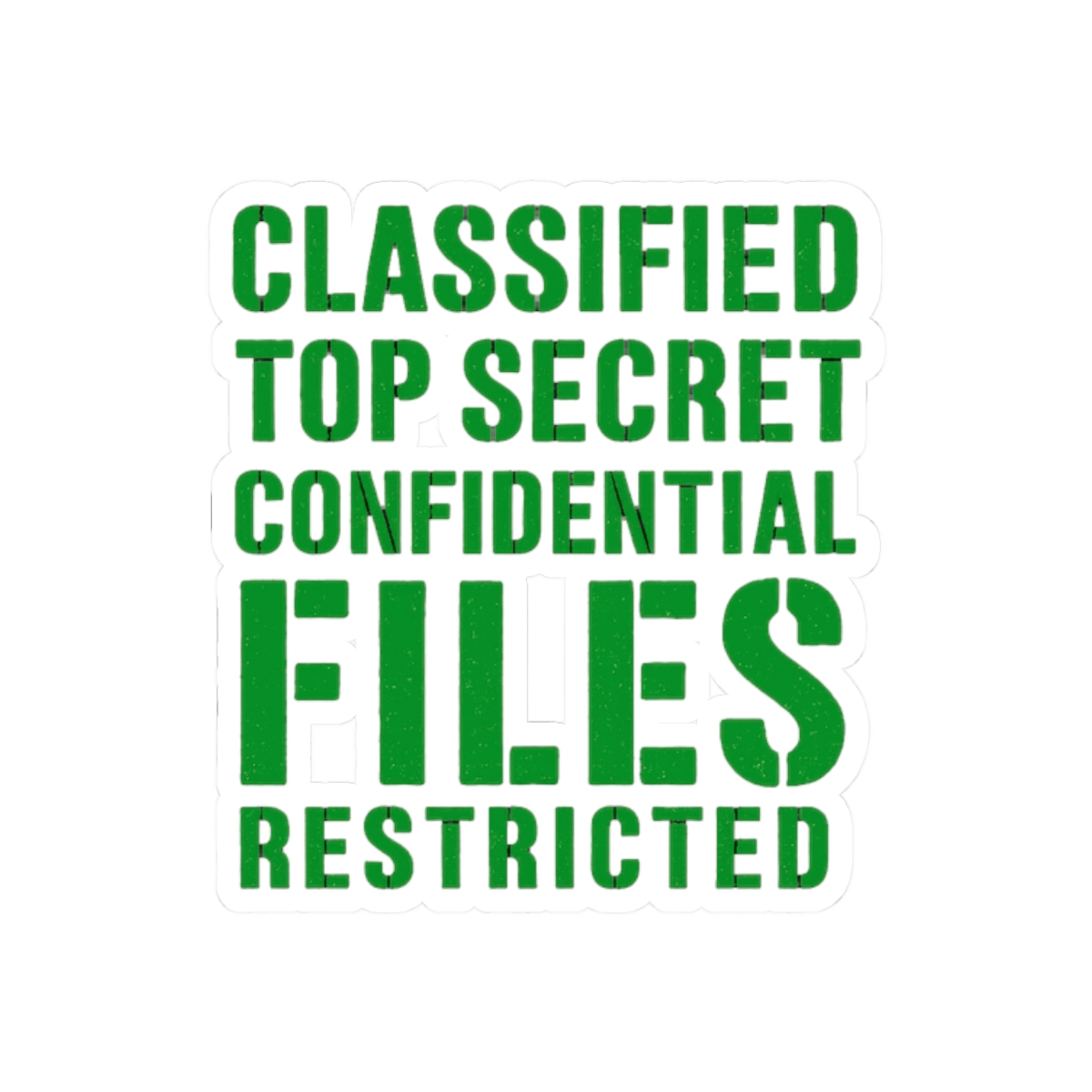 Classified Files Green Typography Stack Sticker