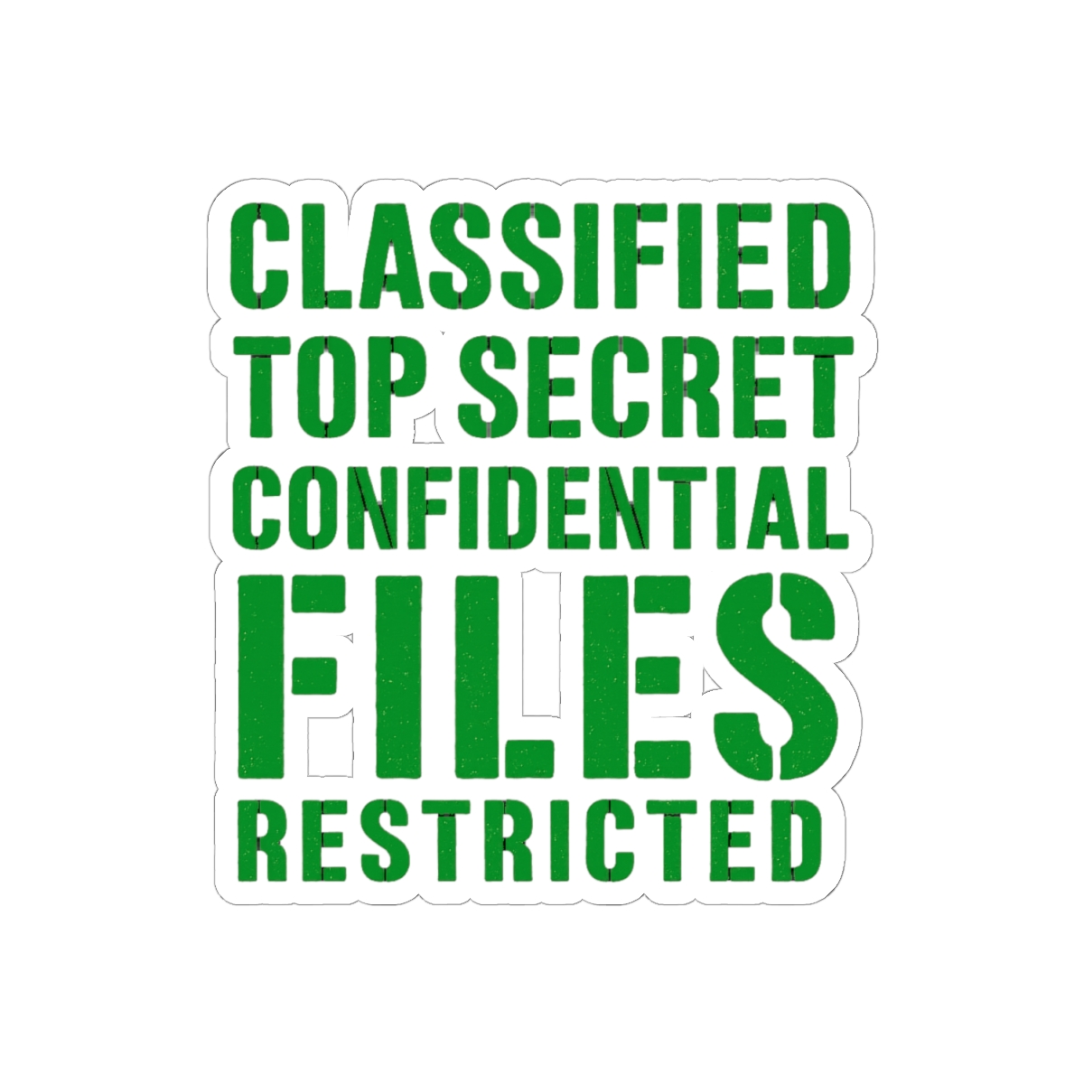 Classified Files Green Typography Stack Sticker - alternate angle 1, merchandise