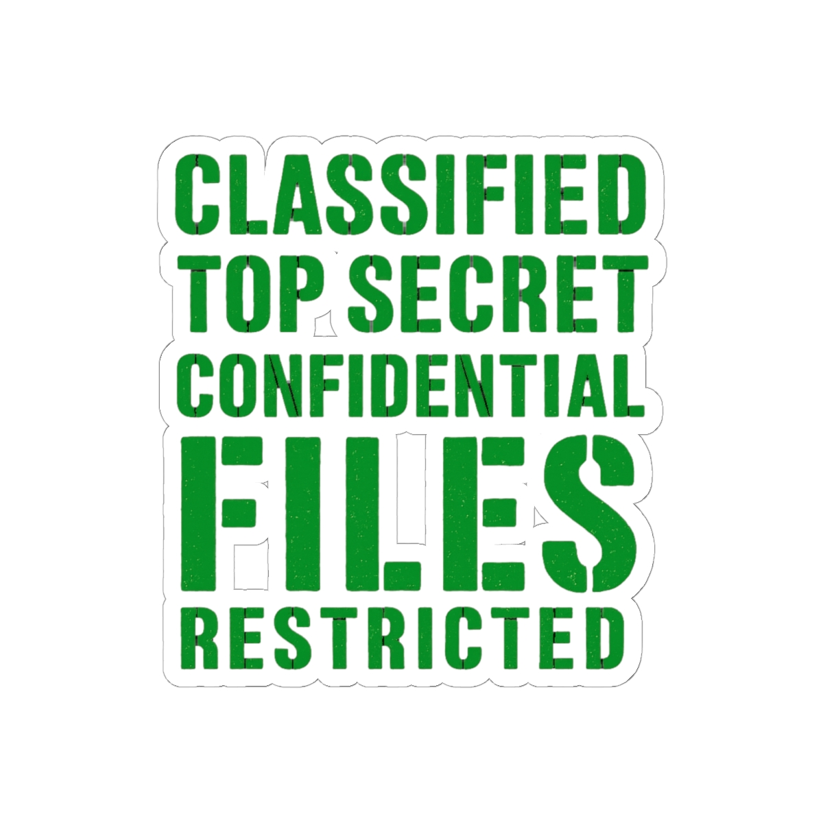 Classified Files Green Typography Stack Sticker